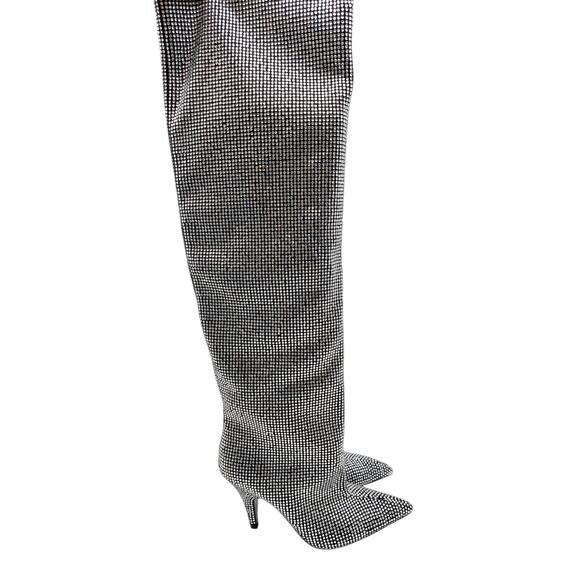 Steve Madden Bellamie Over the Knee Boot Women's Silver Size US7M EU37.5 - Picture 3 of 13